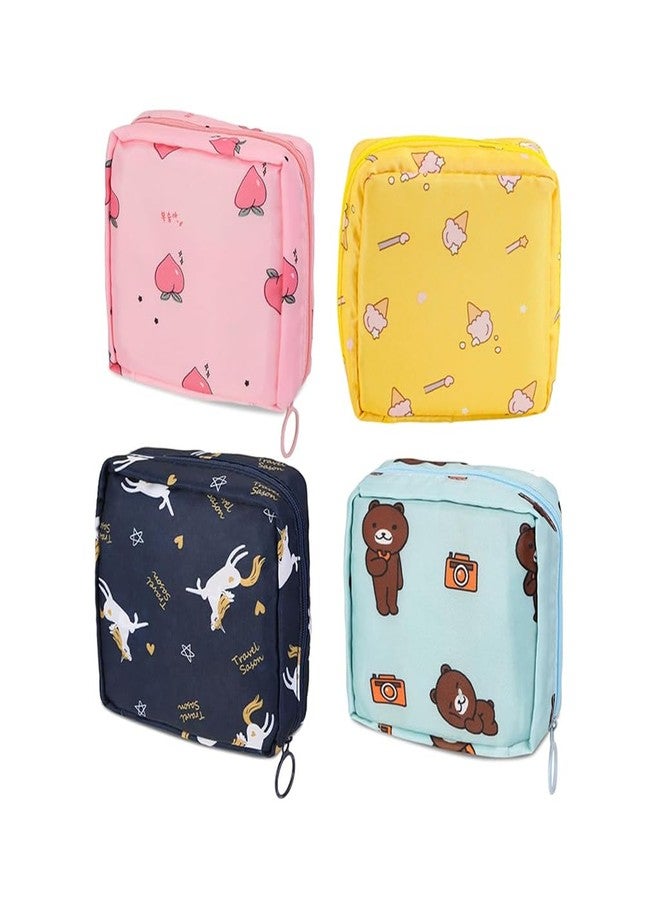 ZIBUYU® 4Pcs Sanitary Pad Holder for Women & Teen Girls, Reusable Zipper Pouch, Portable Period Kit, Mixed Colors, Fits 6-10 Pads, Nylon, Washable, Multi-Purpose Travel Storage Bag - Image 1